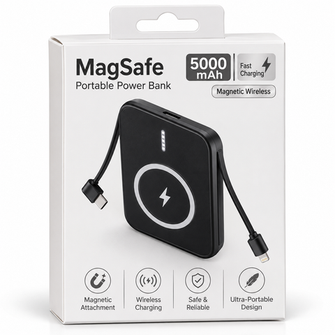MagSafe Wireless Power Bank 5000mAh w/ Built-in Cable