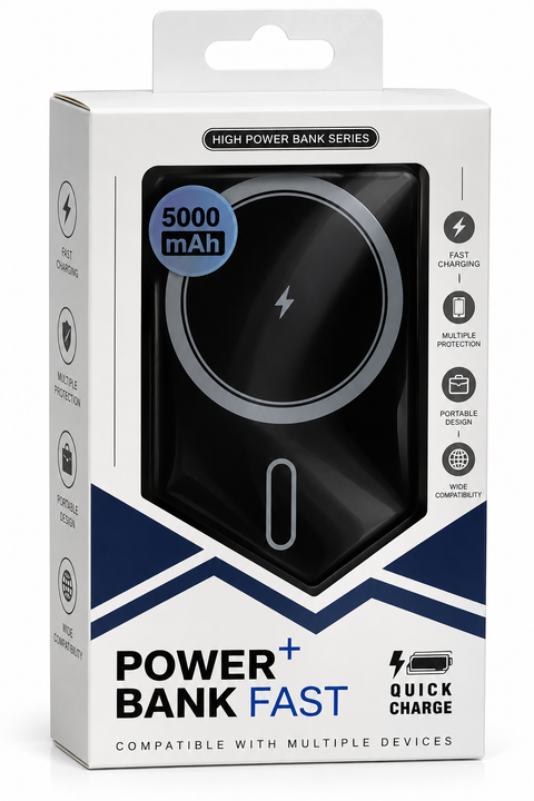 Power+ Bank Fast Magnetic 5000mAh — Black