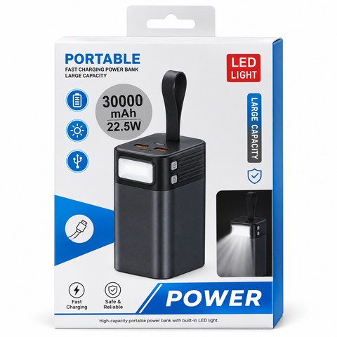 Portable High-Capacity Power Bank 30000mAh 22.5W w/ Handle (MY703)