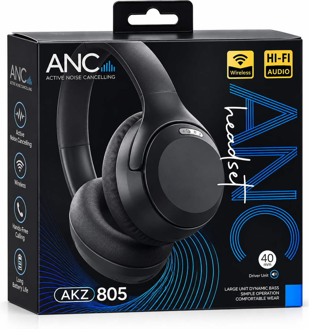 AKZ 805 ANC Wireless Headset — Black