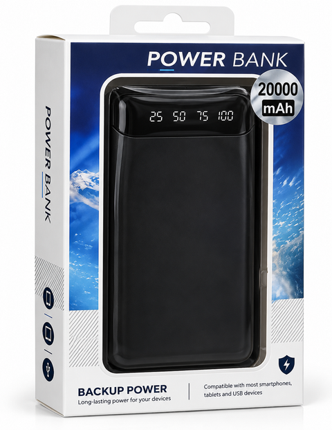 High Quality USB Backup Power Bank 12000mAh — Black