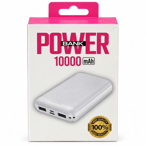 Power Bank 10000mAh — White (PB 10000W, pink box)