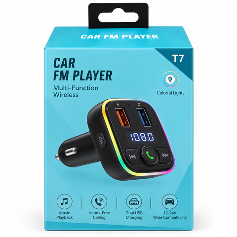 P2 Car Charger / Car FM Player (teal card)